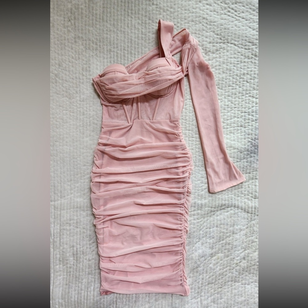 NWT Oh Polly Corset Midi Dress in Rose Baby Pink